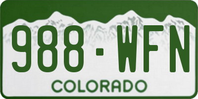 CO license plate 988WFN