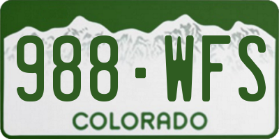 CO license plate 988WFS