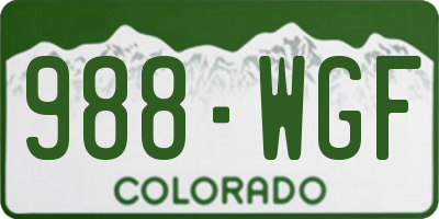 CO license plate 988WGF