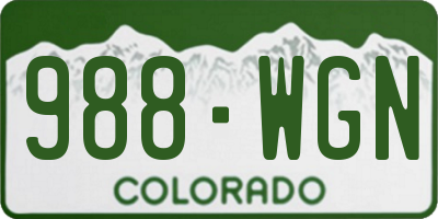 CO license plate 988WGN