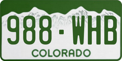 CO license plate 988WHB