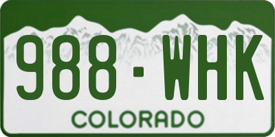 CO license plate 988WHK