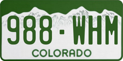 CO license plate 988WHM