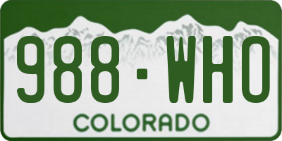 CO license plate 988WHO