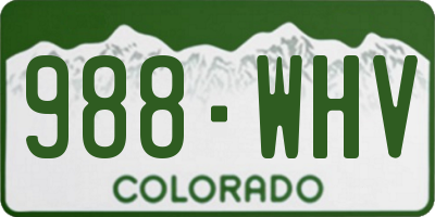 CO license plate 988WHV