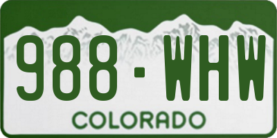 CO license plate 988WHW