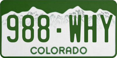 CO license plate 988WHY