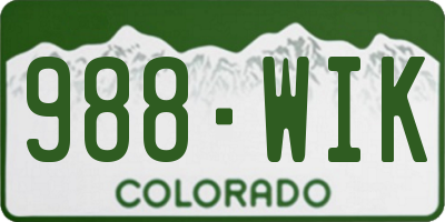 CO license plate 988WIK