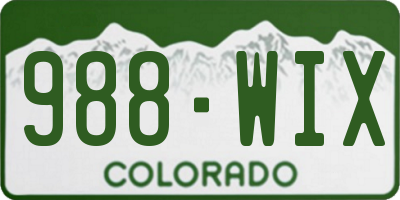 CO license plate 988WIX