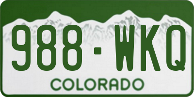 CO license plate 988WKQ