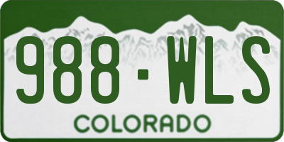 CO license plate 988WLS