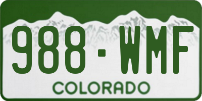 CO license plate 988WMF