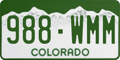 CO license plate 988WMM