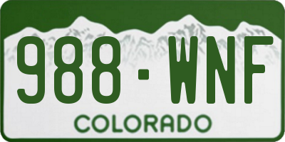 CO license plate 988WNF