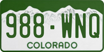 CO license plate 988WNQ