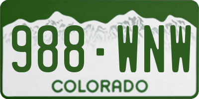 CO license plate 988WNW