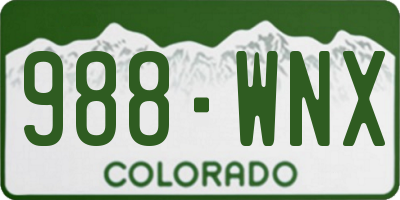 CO license plate 988WNX