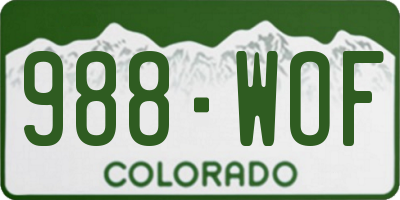 CO license plate 988WOF