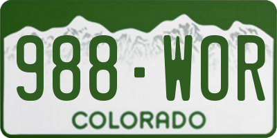CO license plate 988WOR