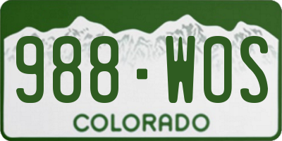 CO license plate 988WOS