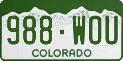 CO license plate 988WOU