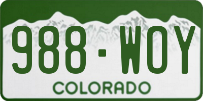 CO license plate 988WOY