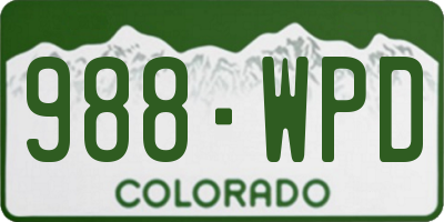 CO license plate 988WPD