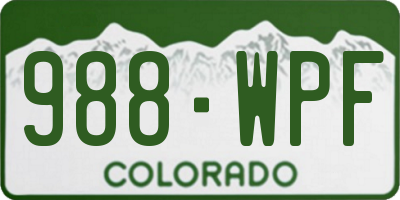 CO license plate 988WPF
