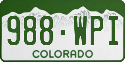 CO license plate 988WPI
