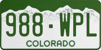 CO license plate 988WPL