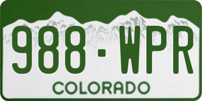 CO license plate 988WPR