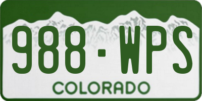 CO license plate 988WPS