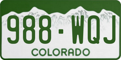 CO license plate 988WQJ