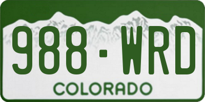 CO license plate 988WRD