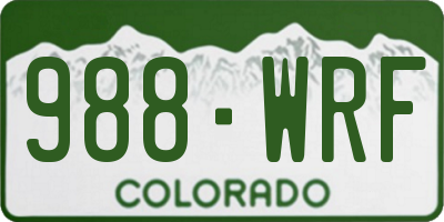 CO license plate 988WRF