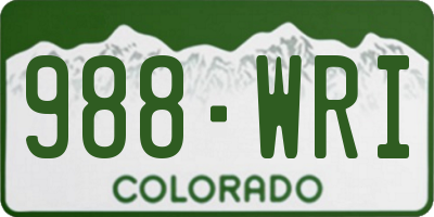 CO license plate 988WRI