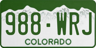 CO license plate 988WRJ