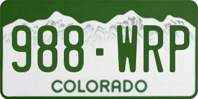 CO license plate 988WRP