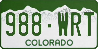 CO license plate 988WRT
