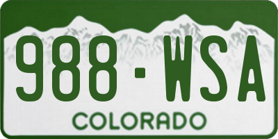 CO license plate 988WSA