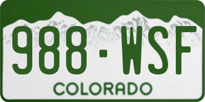 CO license plate 988WSF