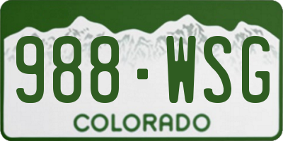 CO license plate 988WSG