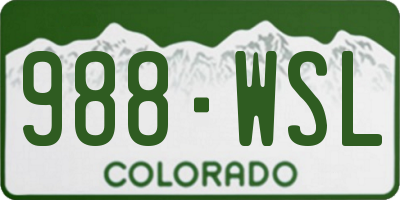 CO license plate 988WSL
