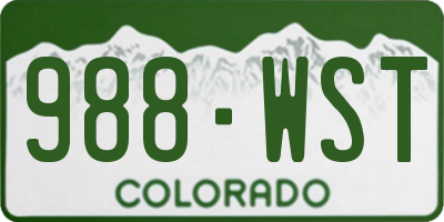 CO license plate 988WST