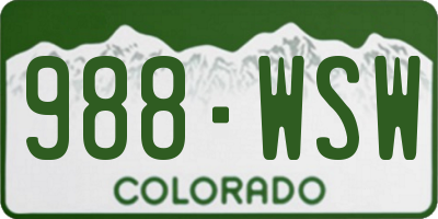 CO license plate 988WSW
