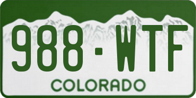 CO license plate 988WTF
