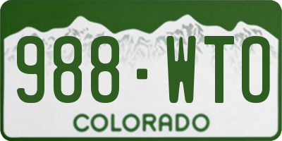 CO license plate 988WTO