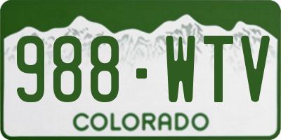 CO license plate 988WTV