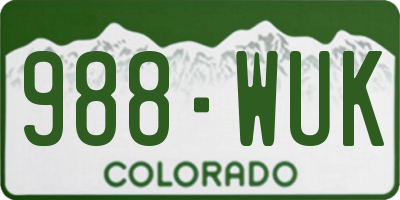 CO license plate 988WUK