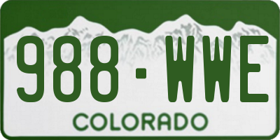 CO license plate 988WWE